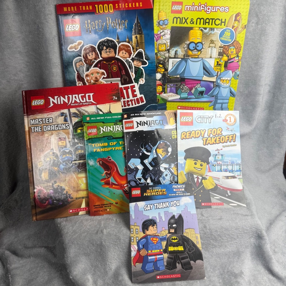 Lego Book Lot Harry Potter Ninjago DC Super Heroes City Sticker Mix Match 7pc